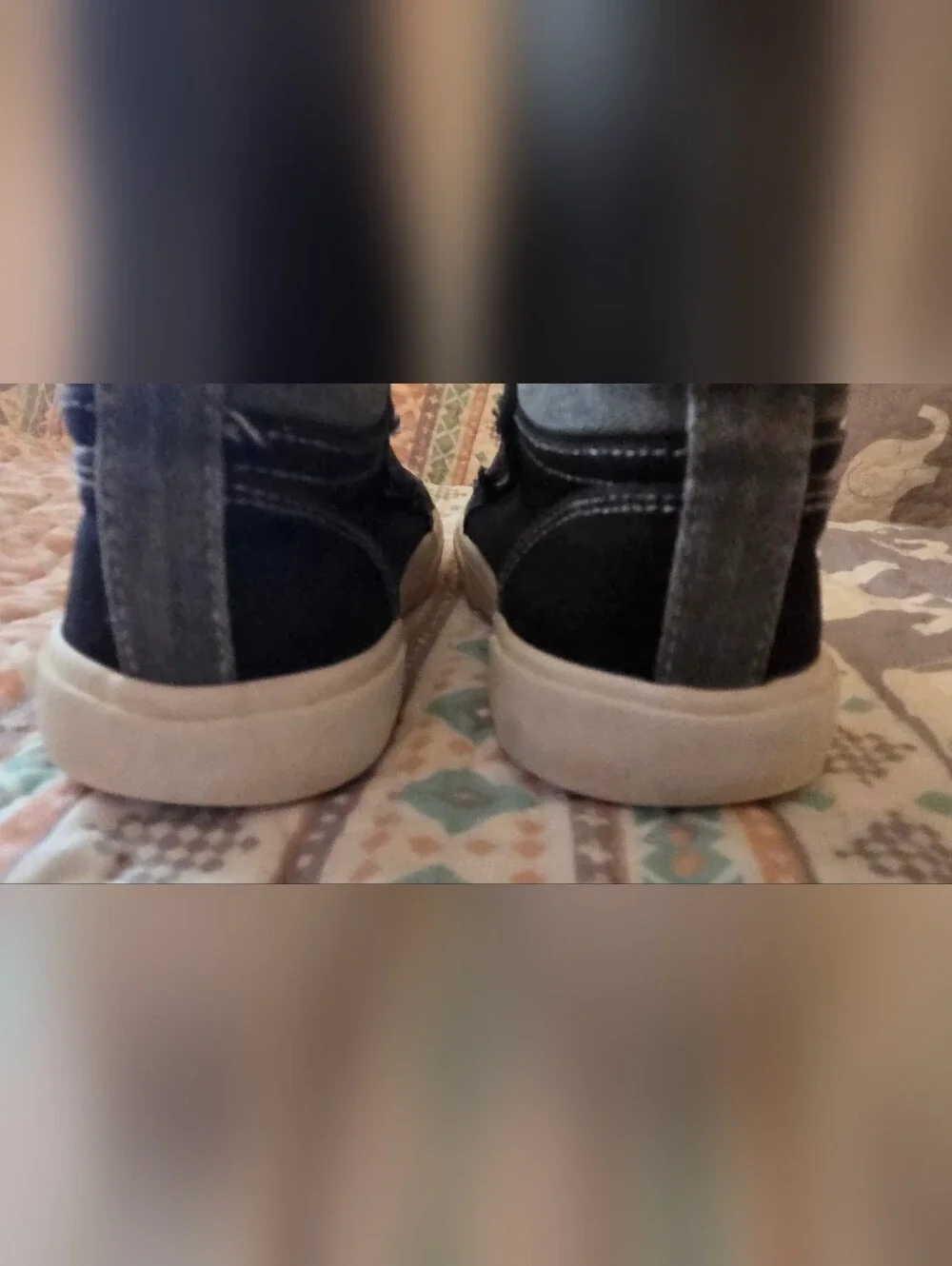 Kid's Old Navy Black Double Velcro Strap High-Top Sneakers Size 10